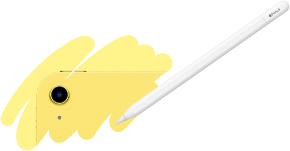 Apple Pencil stroke reveals back of the iPad, showcasing the back camera