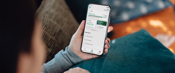 Close up of the My One NZ app in action on phone.