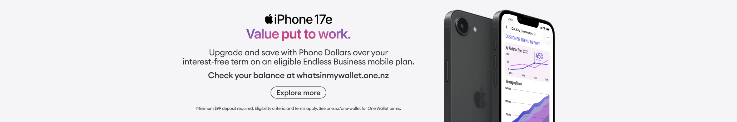 Apple iPhone 17e for business. Value put to work. Explore more.