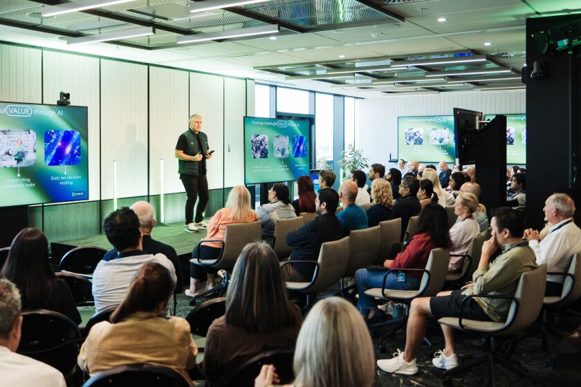 Jason Paris talking about AI efforts to One NZ Staff.