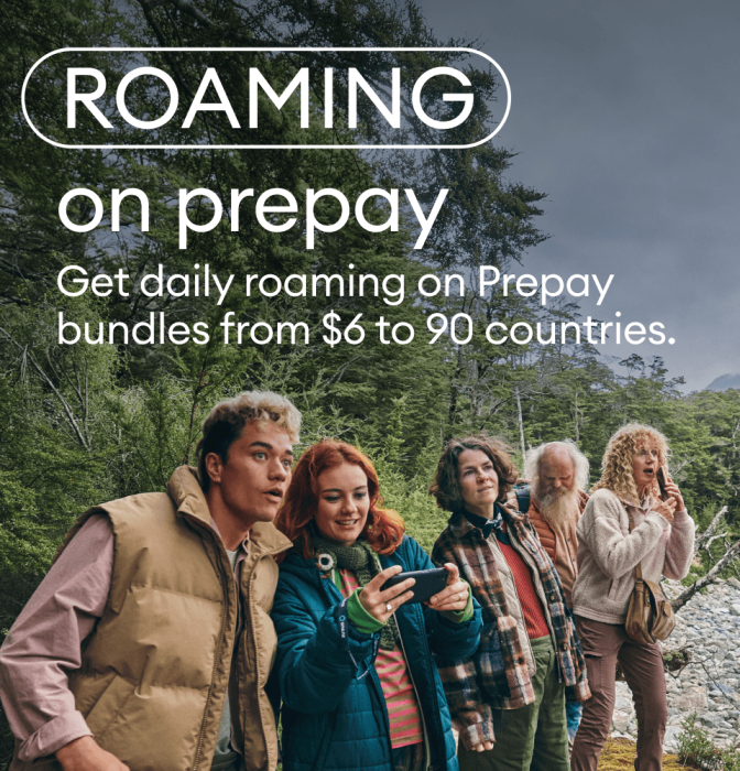 Roaming on prepay. Get daily roaming on Prepay bundles from $6 to 90 countries.