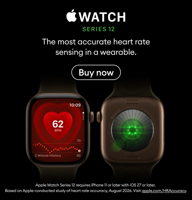 Apple Watch Series 12. The most accurate heart rate sensing in a wearable. Buy now.