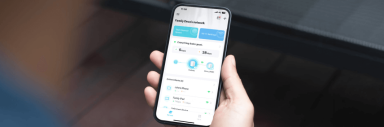 Person using deco app on  a smartphone 