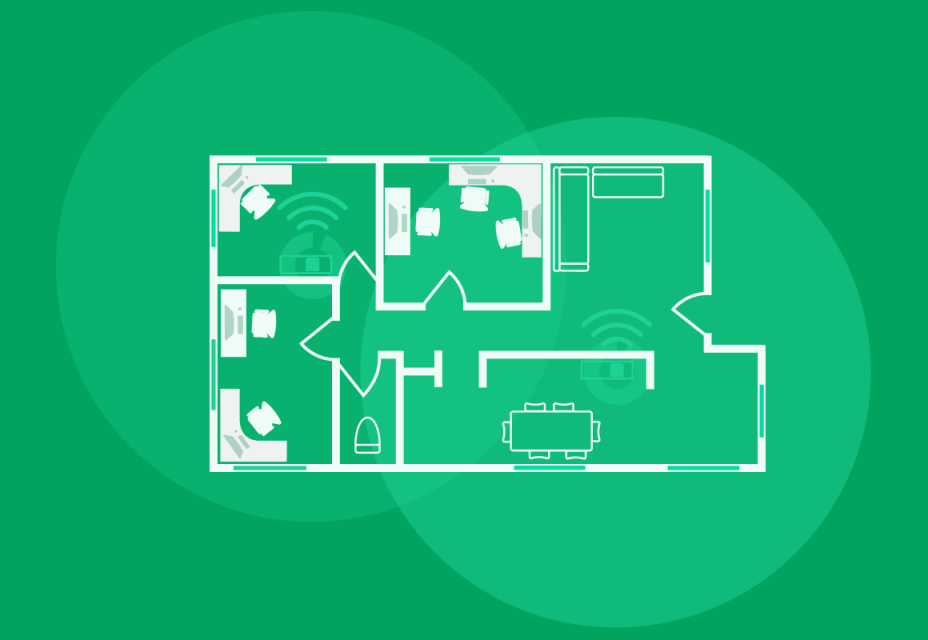 Map of a house showing wall-to-wall coverage with SuperWifi.