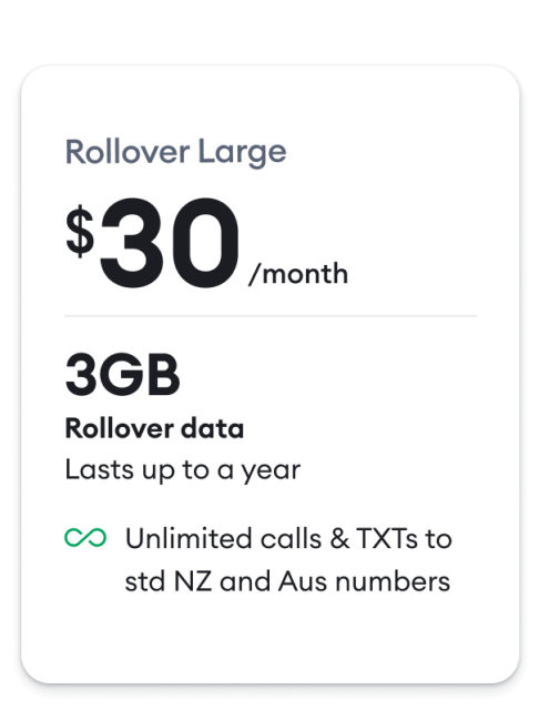 Prepay Rollover large for $30 with 3GB of data.
