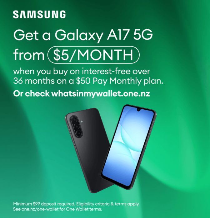 Get a Galaxy A17 5G from $5/month when you buy on interest-free over 36 months on a $50 Pay Monthly plan.