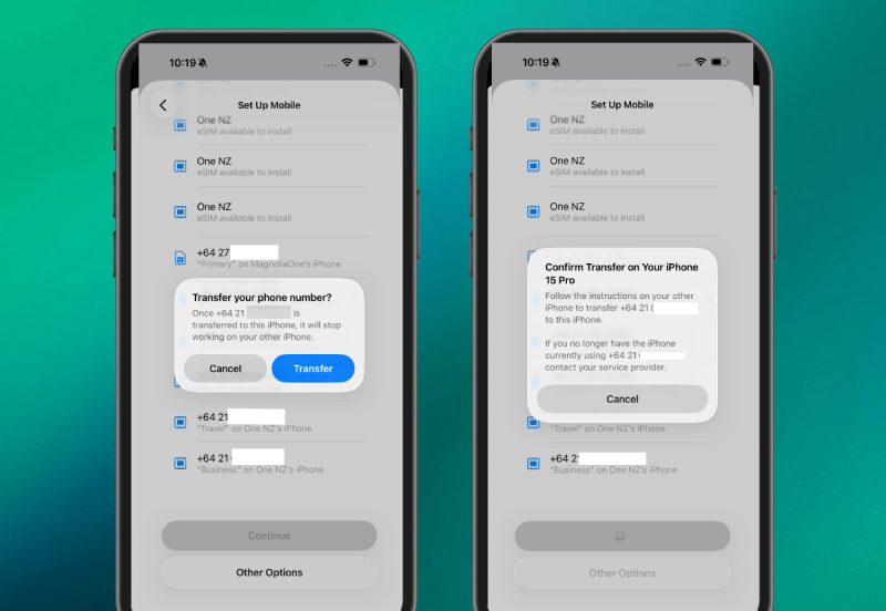 eSIM Quick Transfer for Apple. One NZ.