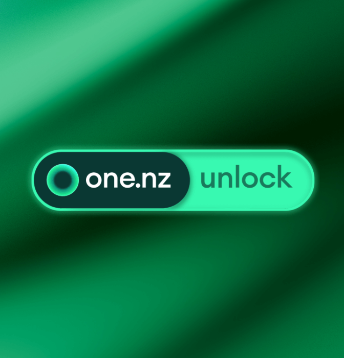 One NZ Unlock logo on a green gradient background.