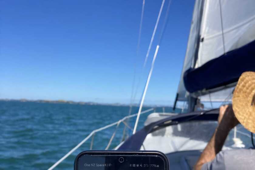 Satellite to mobile coverage from a yacht.