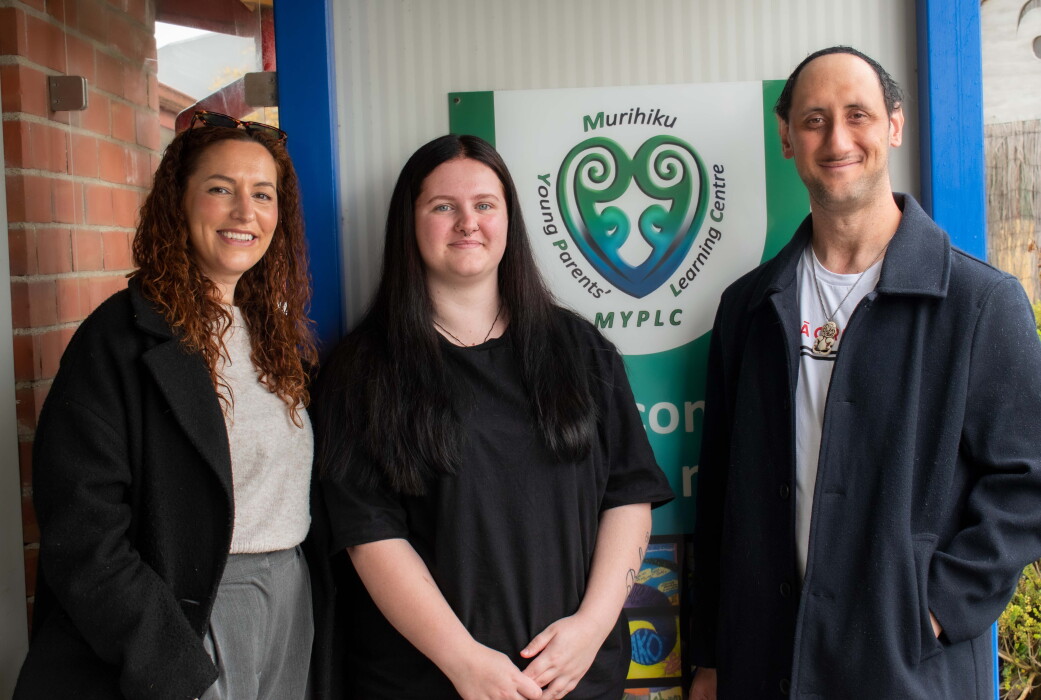 Foundation employees Mandy Smith and Stac Hughes on either side of Anthony Welton Fellowship winner Krystal Baker