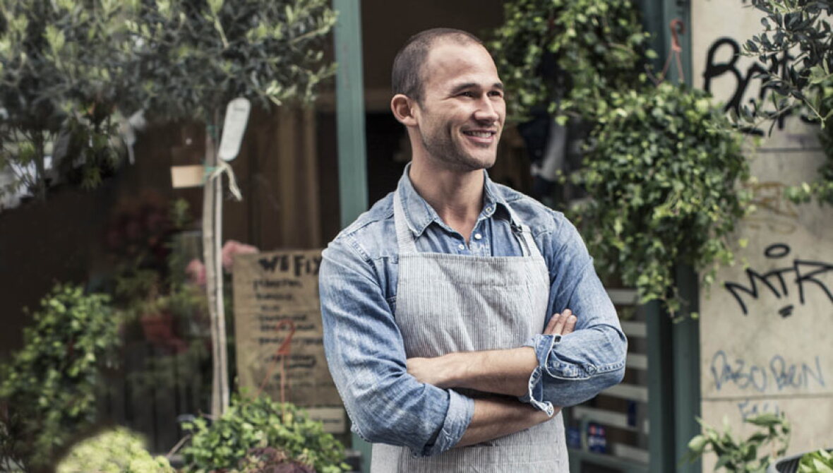 Chef in a garden