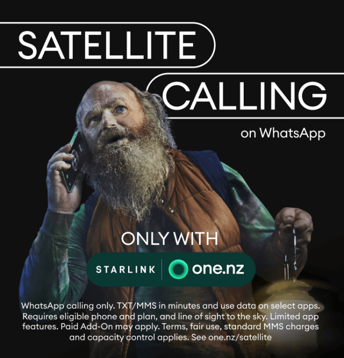 Satellite calling on WhatsApp - only with Starlink and one.nz