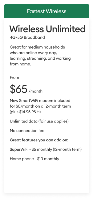 Wireless unlimited 4G/5G