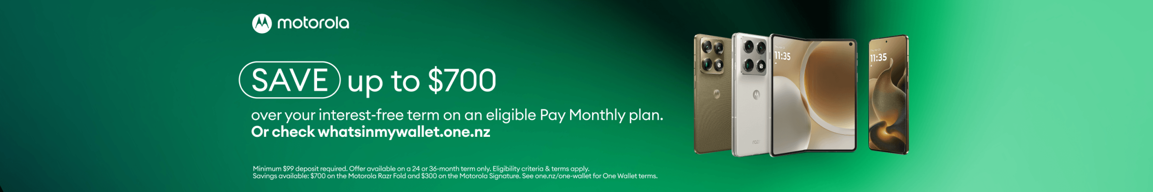 Motorola smartphone promotion offering up to $700 savings on an eligible Pay Monthly plan.