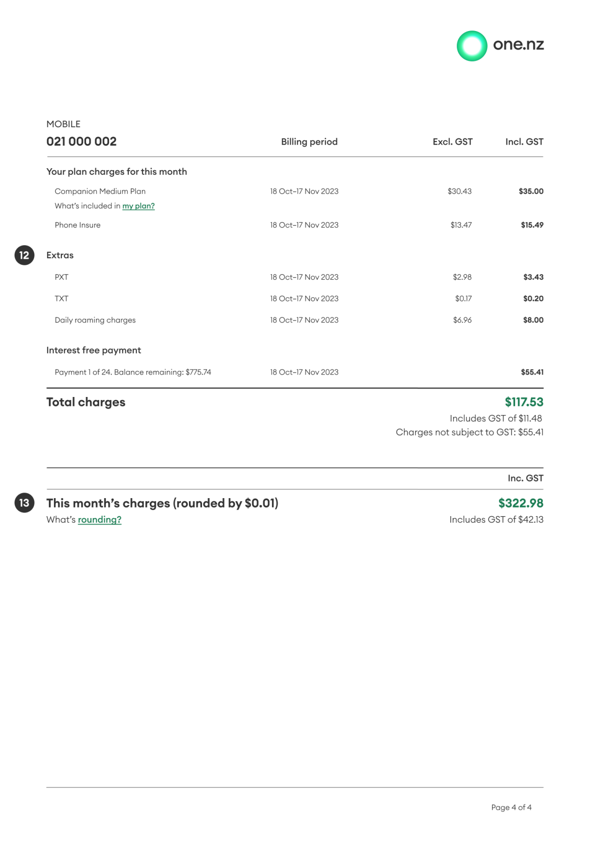 Consumer rounding billing details PDF