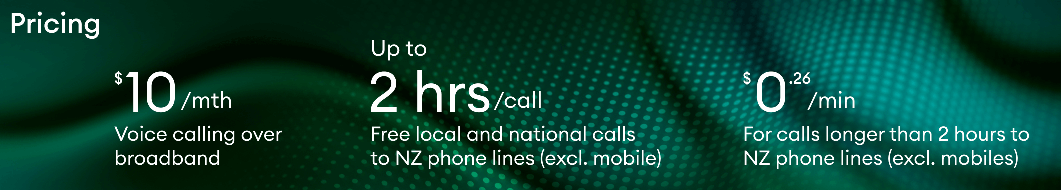 Voice calling over broadband pricing