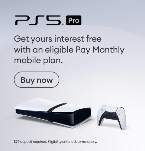 PS5 Pro. get yours interest free with an eligible pay monthly mobile plan. Buy now. $99 deposit required. Eligibility criteria & terms apply.