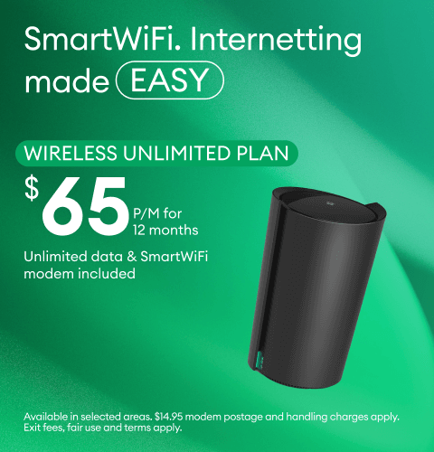 SmartWiFi. Internetting made easy. Available on a wireless unlimited plan at $65 per month for 12 months.
