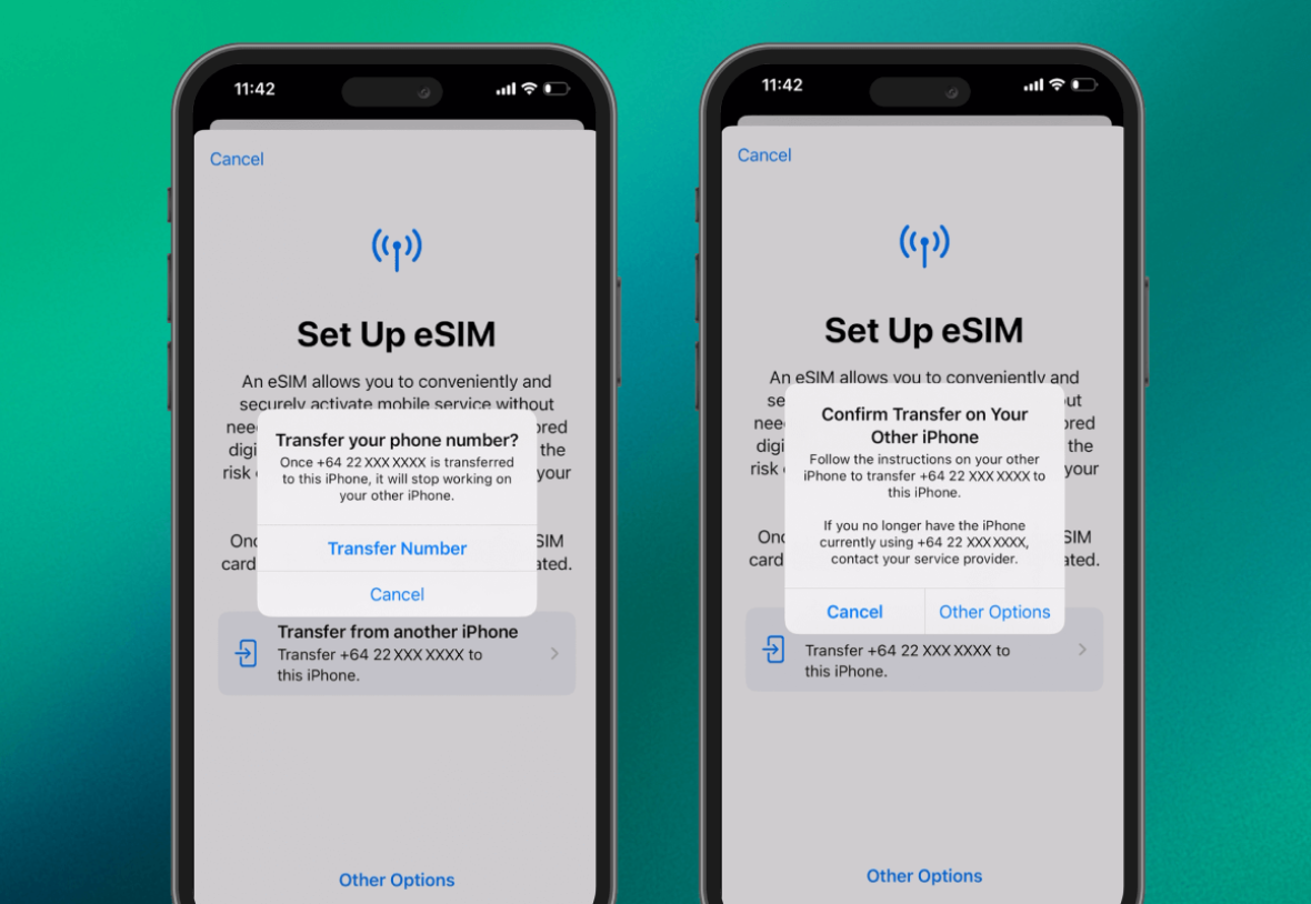 Step 3 of eSIM Quick Transfer on Apple from your previous iPhone to your new one.