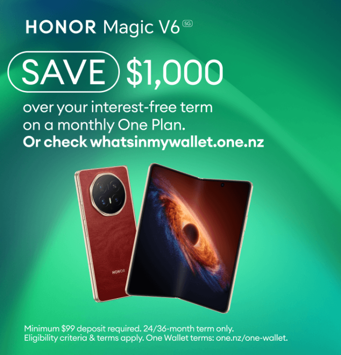 HONOR Magic V6 foldable smartphone promotion with $1,000 savings on a monthly One Plan.