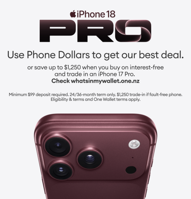 iPhone 18 Pro promotion featuring Phone Dollars savings and up to $1,250 trade-in value.