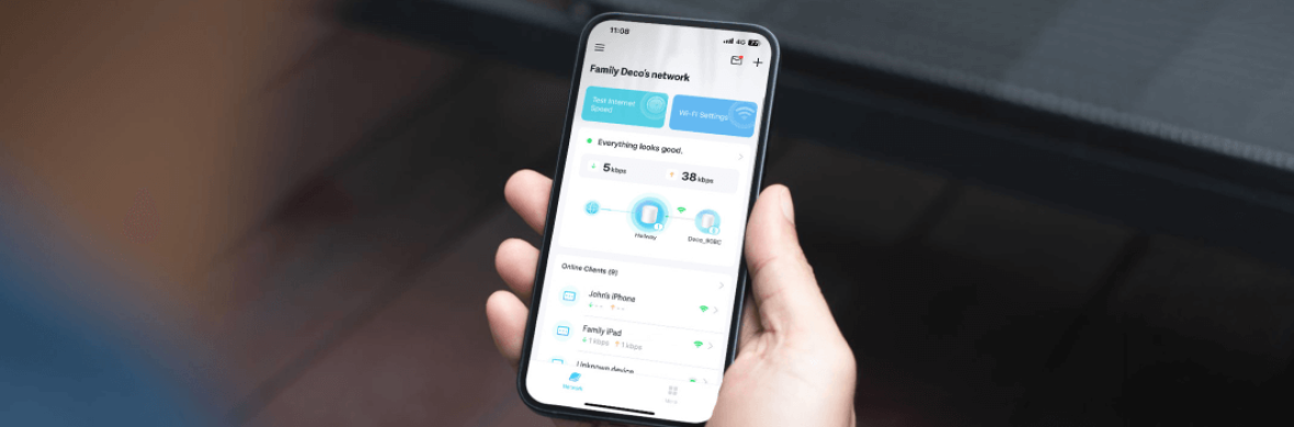 Person using deco app on  a smartphone 