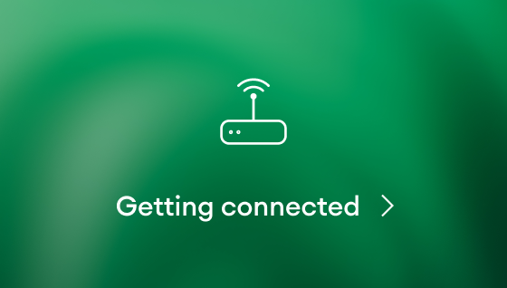 Wifi box with text displaying Getting connected