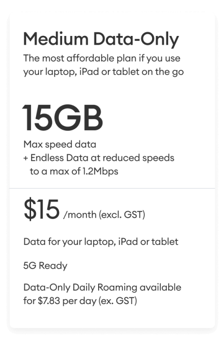 Medium Data Only plan with 15GB.