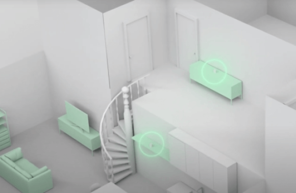 Home layout with recommended WiFi router positions marked in green for optimal Super WiFi coverage.