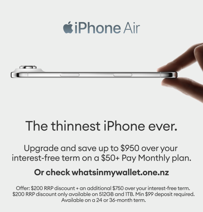 iPhone Air – The thinnest iPhone ever. Upgrade and save up to $950 over your interest-free term on a $50+ Pay Monthly plan.