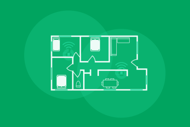 A house plan showing all rooms and WiFi signal, using SuperWiFi.