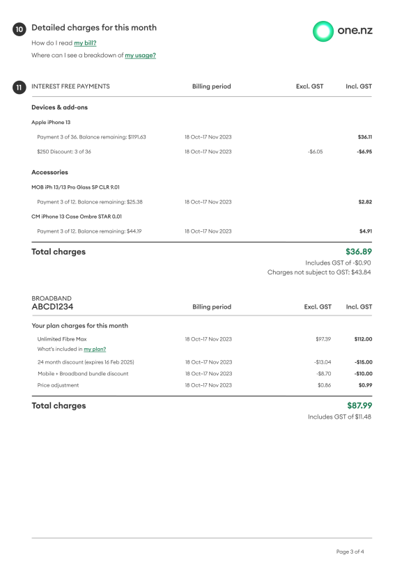 Consumer Detailed charges plus Interest Free PDF