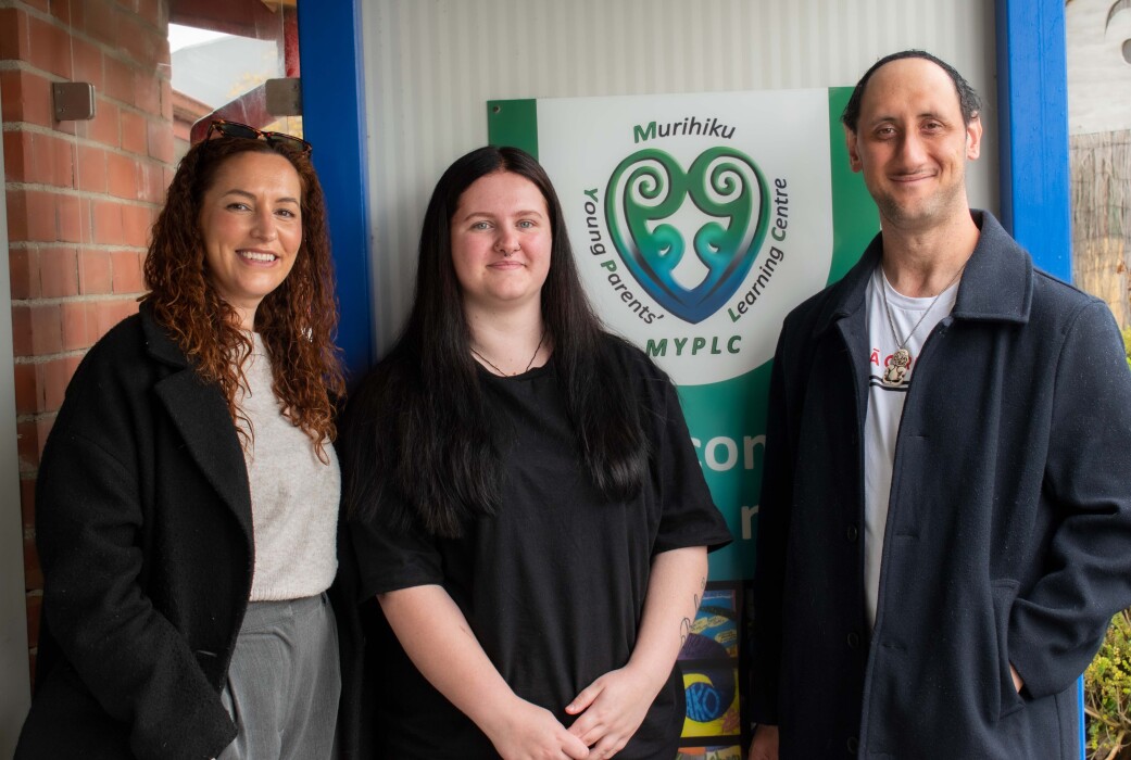 Foundation employees Mandy Smith and Stac Hughes on either side of Anthony Welton Fellowship winner Krystal Baker